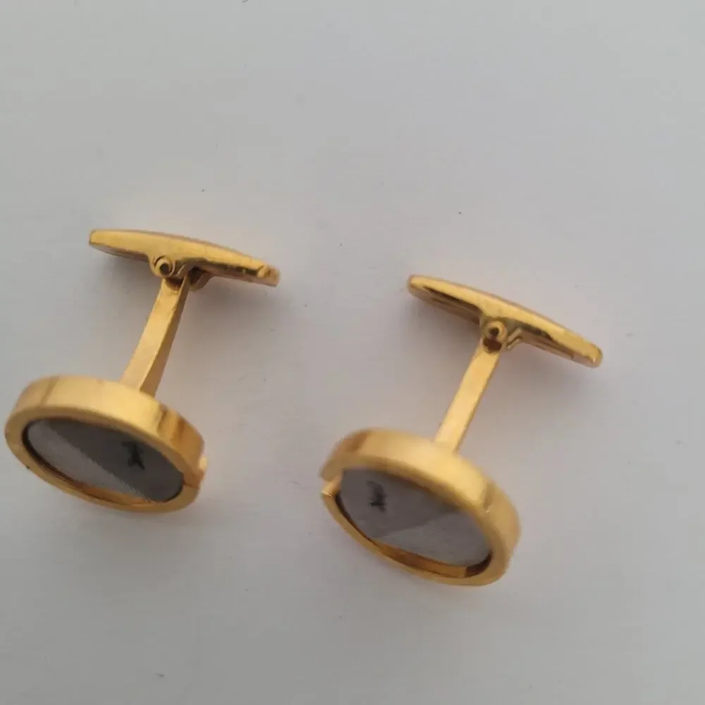 Yves Saint Laurent YSL Gold Silver Tone Round Cufflinks Designer Retro Whale